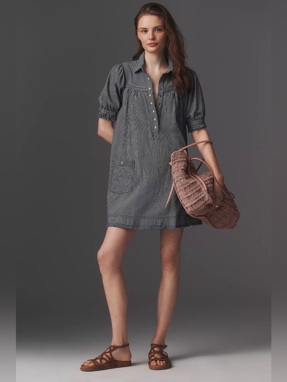 Pilcro Cotton Workwear Swing Mini Dress Anthropologie 100% Cotton XL - Picture 6 of 7